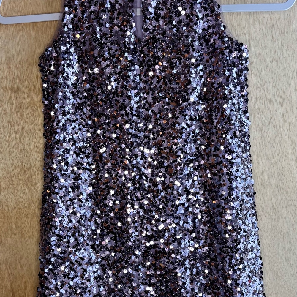 Crewcuts Purple Sequin Sleeveless Party Dress Girls 6 - Picture 2 of 3